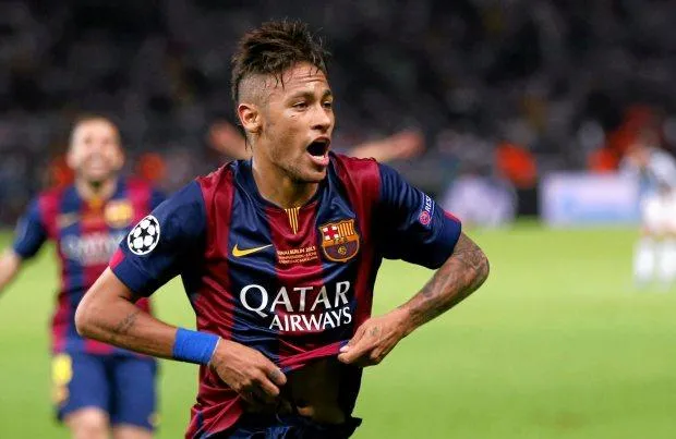 Neymar Barcelona UEFA FINAL TREBLE 2014 2015 PLAYER ISSUE Soccer Jersey Shirt M SKU# 605328-422