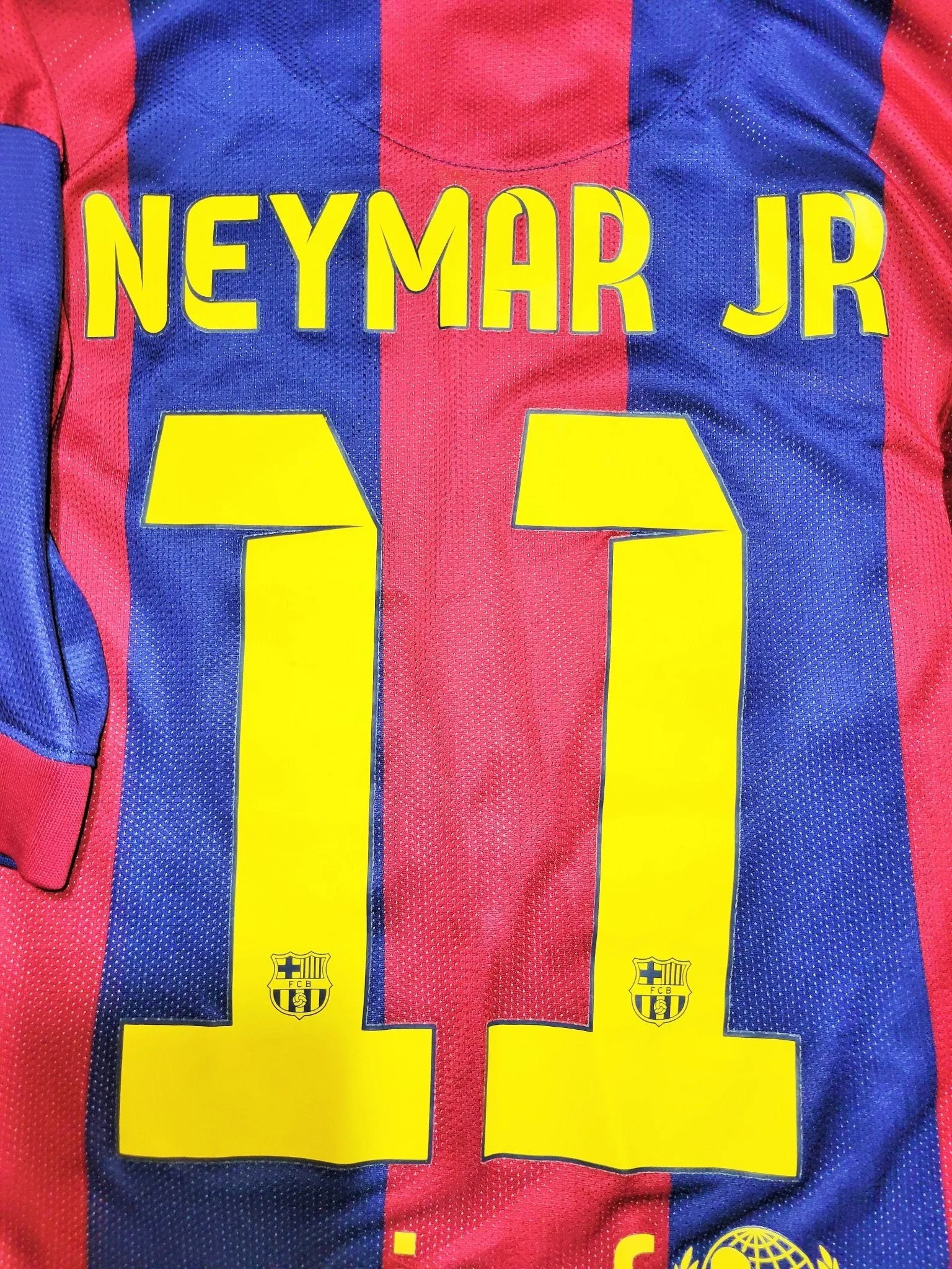 Neymar Barcelona UEFA FINAL TREBLE 2014 2015 PLAYER ISSUE Soccer Jersey Shirt M SKU# 605328-422