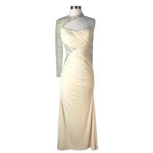 Night Moves By Allure Cream One Sleeve Long Gown Size 2