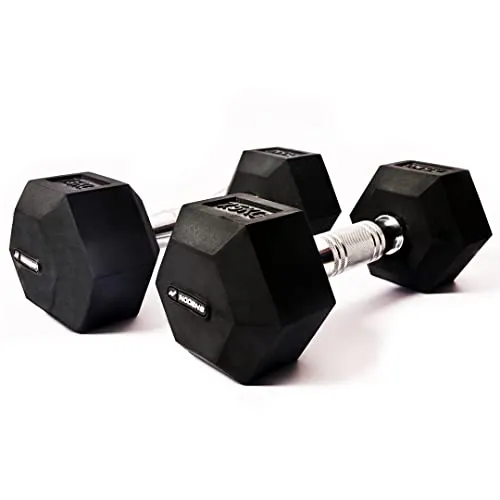 Nodens Rubber Coated Professional Exercise Hex Dumbbells (Pack of 2) (7.5)