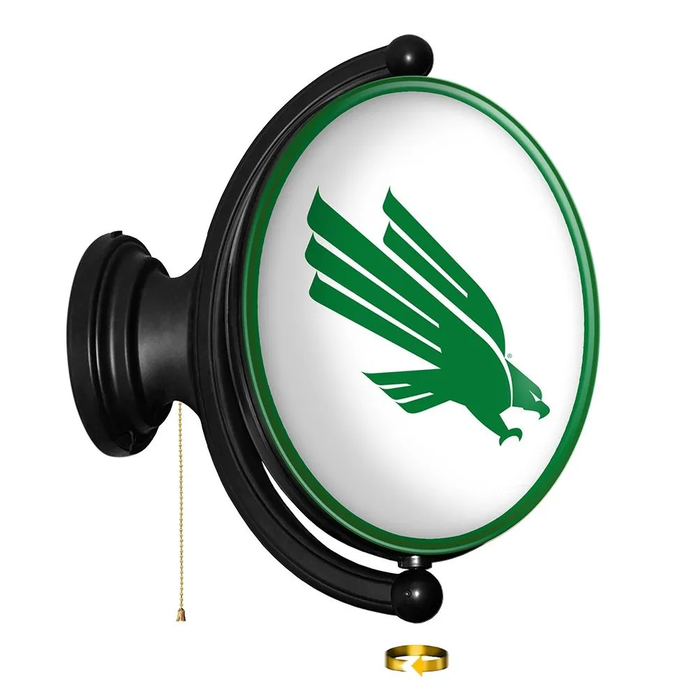 North Texas Mean Green: White - Original Oval Rotating Lighted Wall Sign