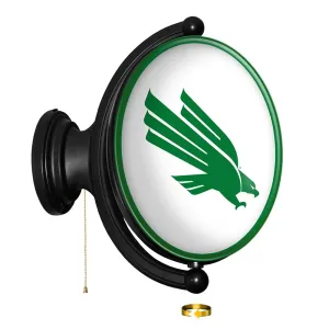 North Texas Mean Green: White - Original Oval Rotating Lighted Wall Sign