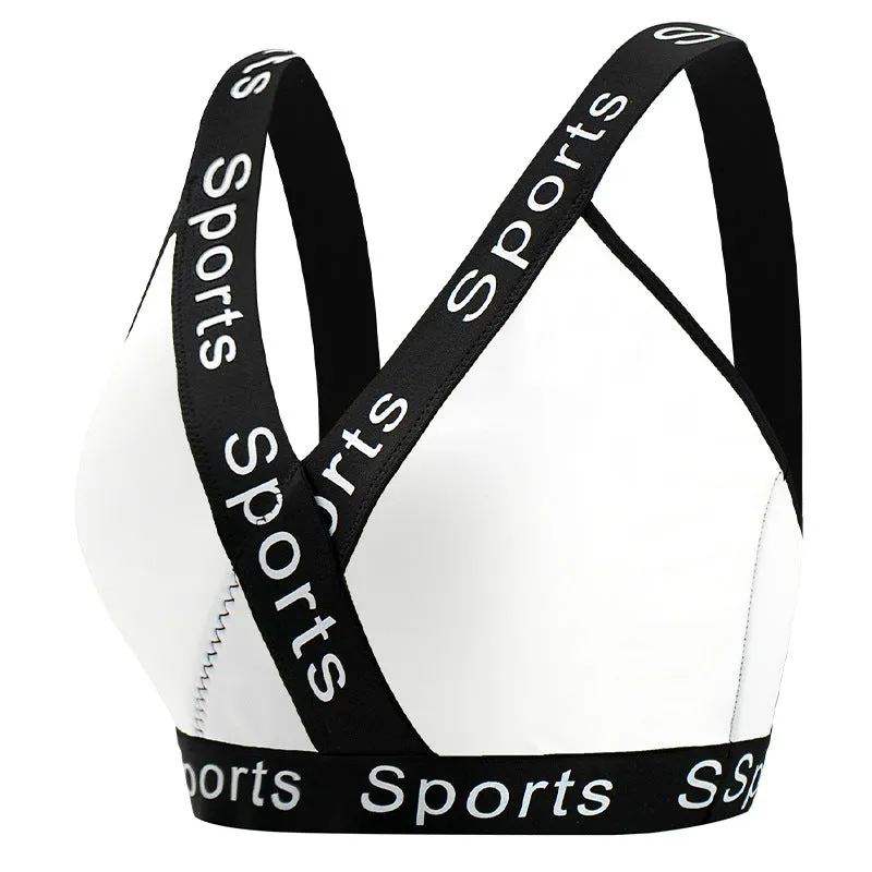 Nude Sports Underwear Alphabet Double Strap Beauty Back Sports Bra