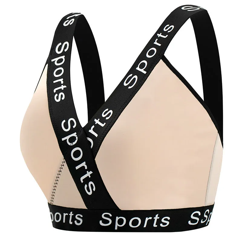 Nude Sports Underwear Alphabet Double Strap Beauty Back Sports Bra
