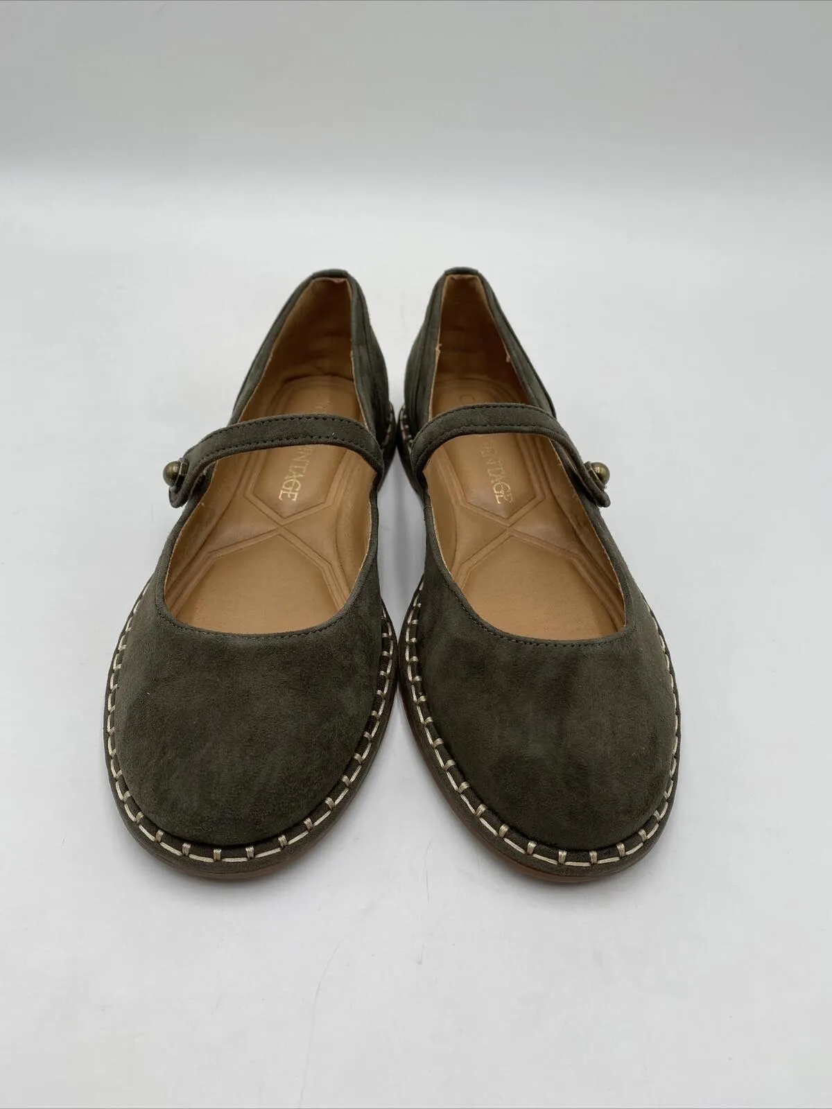 NWB Crown Vintage Women's Famela Mary Jane Flats Green Size 6M