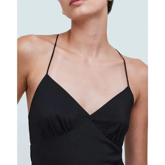 NWT Madewell The Layton Midi Slip Dress In Black Size 16