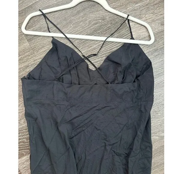 NWT Madewell The Layton Midi Slip Dress In Black Size 16