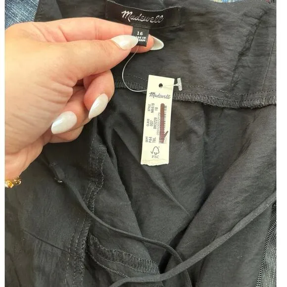 NWT Madewell The Layton Midi Slip Dress In Black Size 16