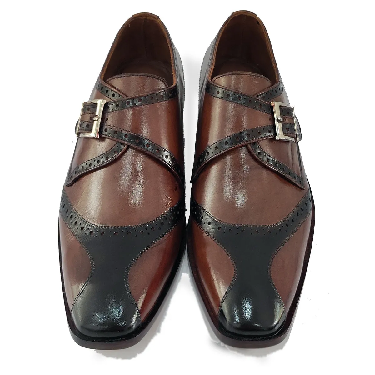 Obeeze Handmade Brown Single Monk Strap Shoes