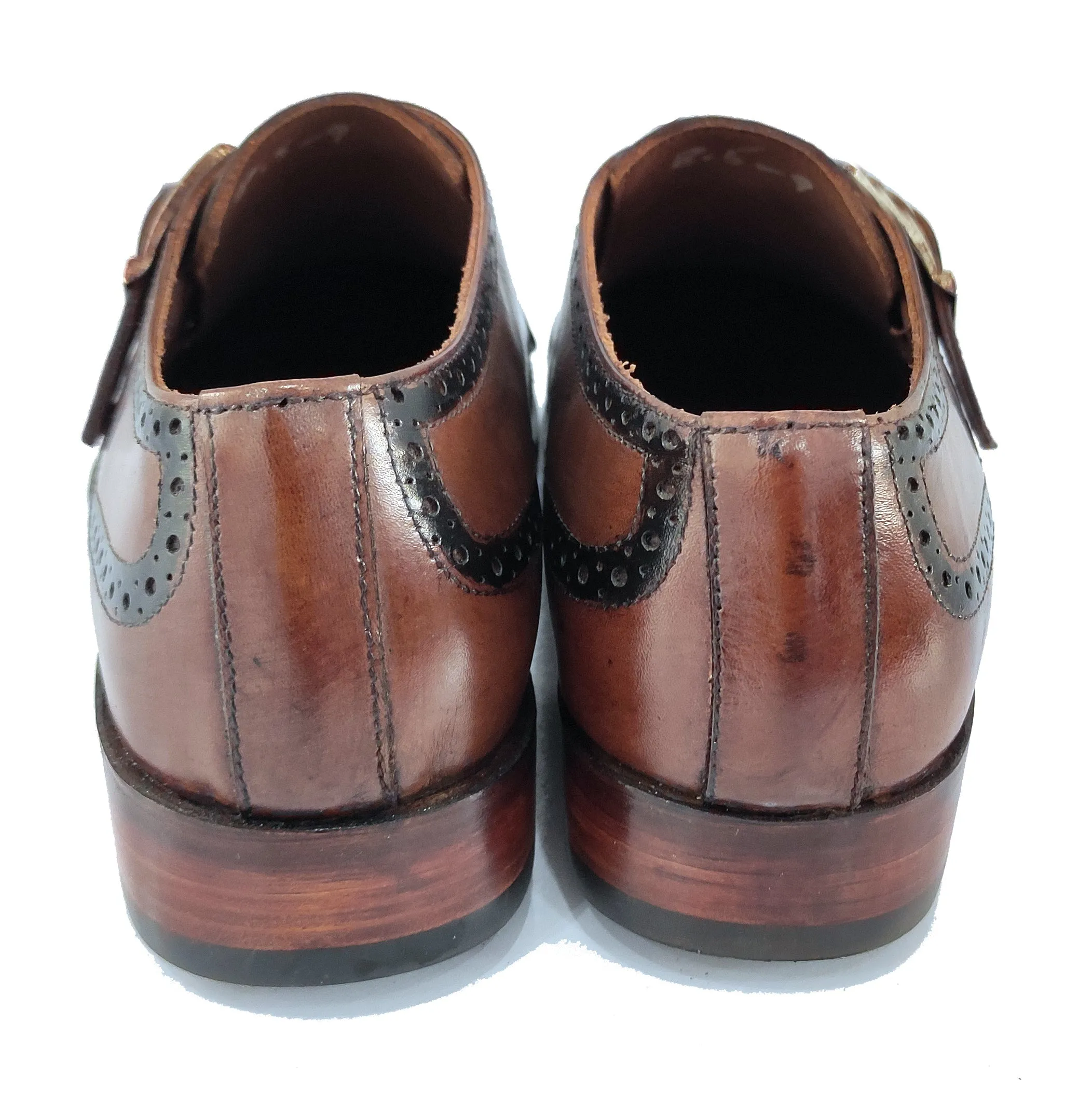 Obeeze Handmade Brown Single Monk Strap Shoes