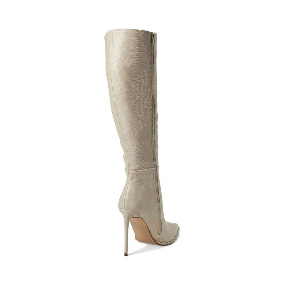 Occasion Bone Lizard Knee High Heeled Boots