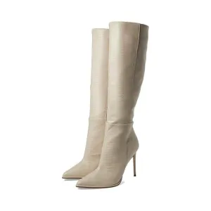 Occasion Bone Lizard Knee High Heeled Boots