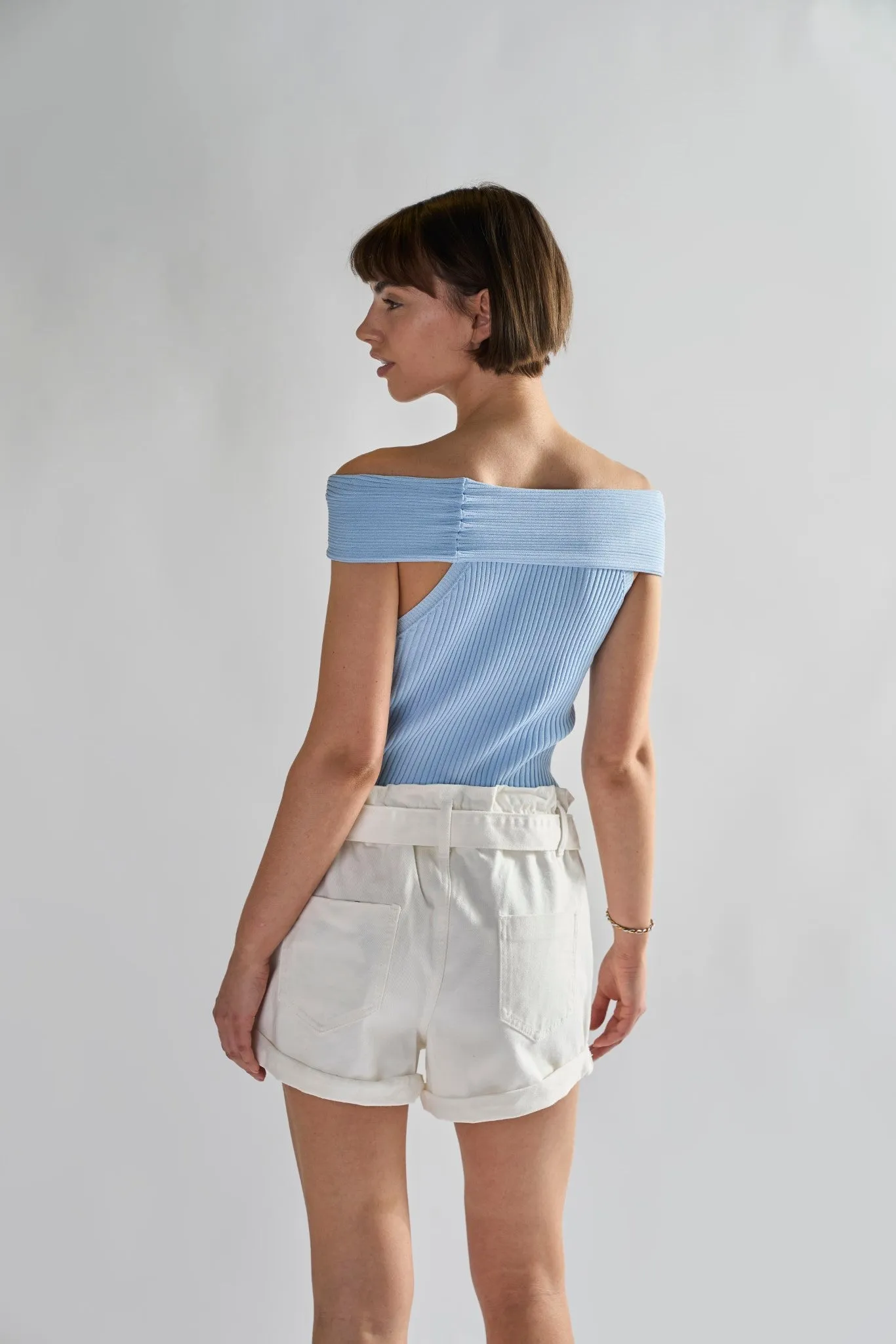 Off White Paper-Bag Belted Shorts