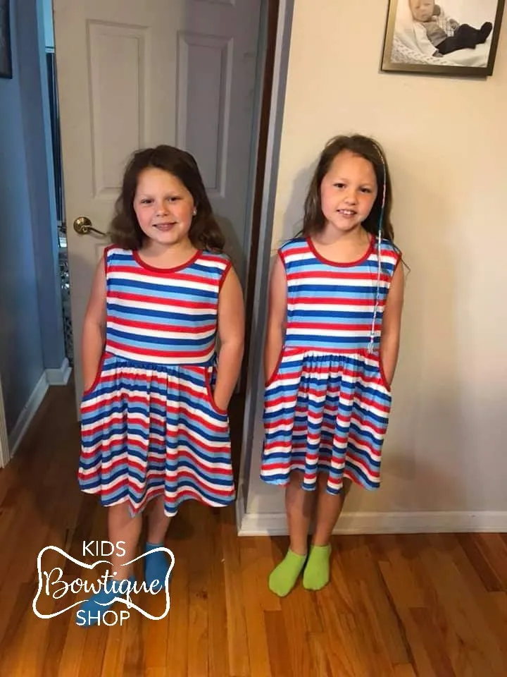 Patriotic Stripe Dress with Pockets