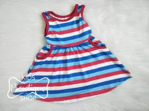 Patriotic Stripe Dress with Pockets
