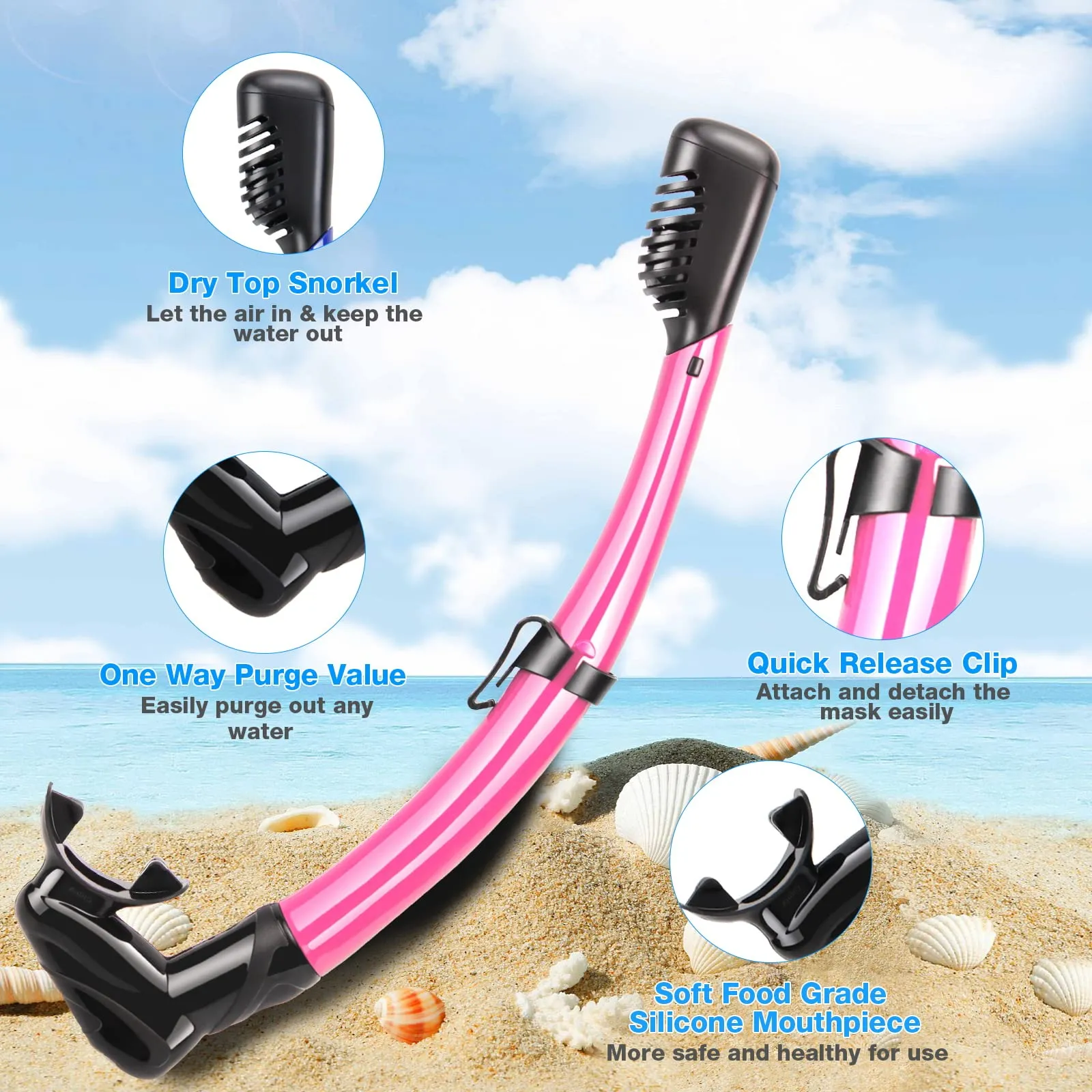 PIYAZI Snorkeling Gear for Adults, Dry Adult Snorkel Set HD Panoramic View Snorkel Mask Set, Anti-Leak and Anti-Fog Scuba Diving Package with Mesh Bag Ear Plug for Snorkeling Scuba Diving Travel
