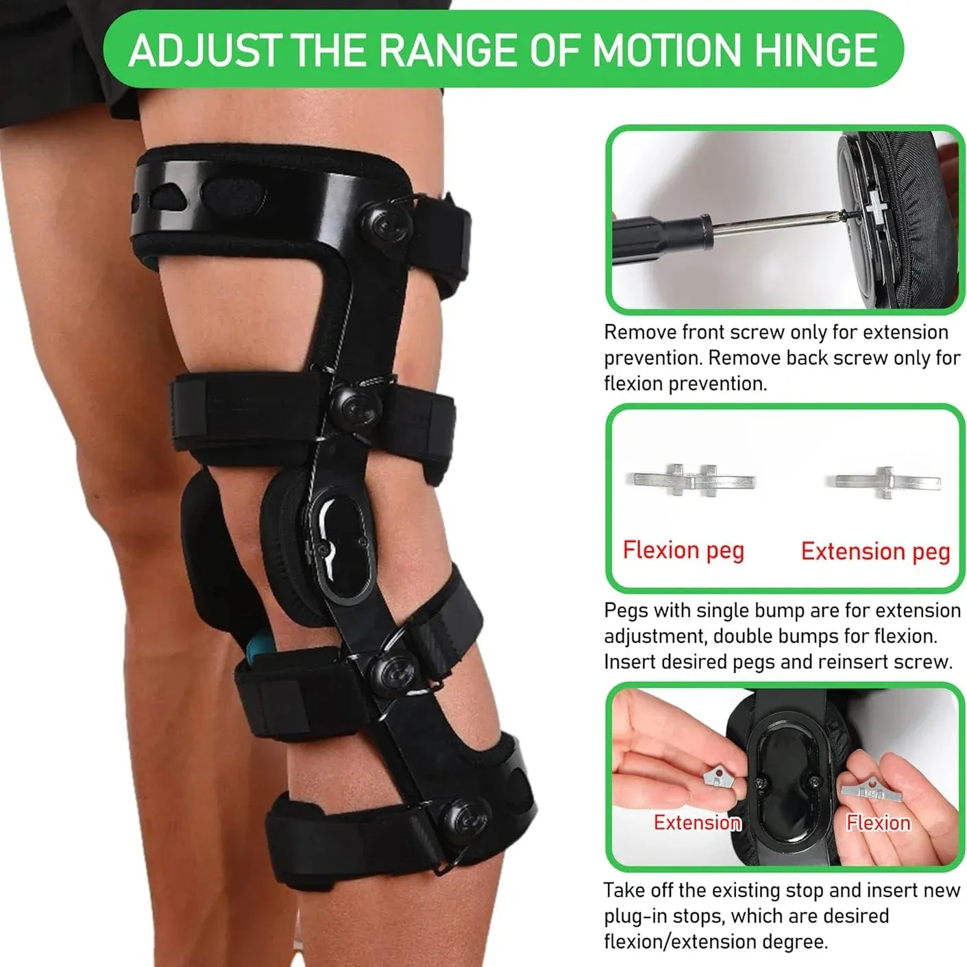 Premium Adjustable Hinged Knee Brace – ROM Orthosis for ACL, Meniscus, Ligament Injuries, and Post-Surgery Recovery, Orthopedic Support for Sports Protection, Ideal for Men and Women