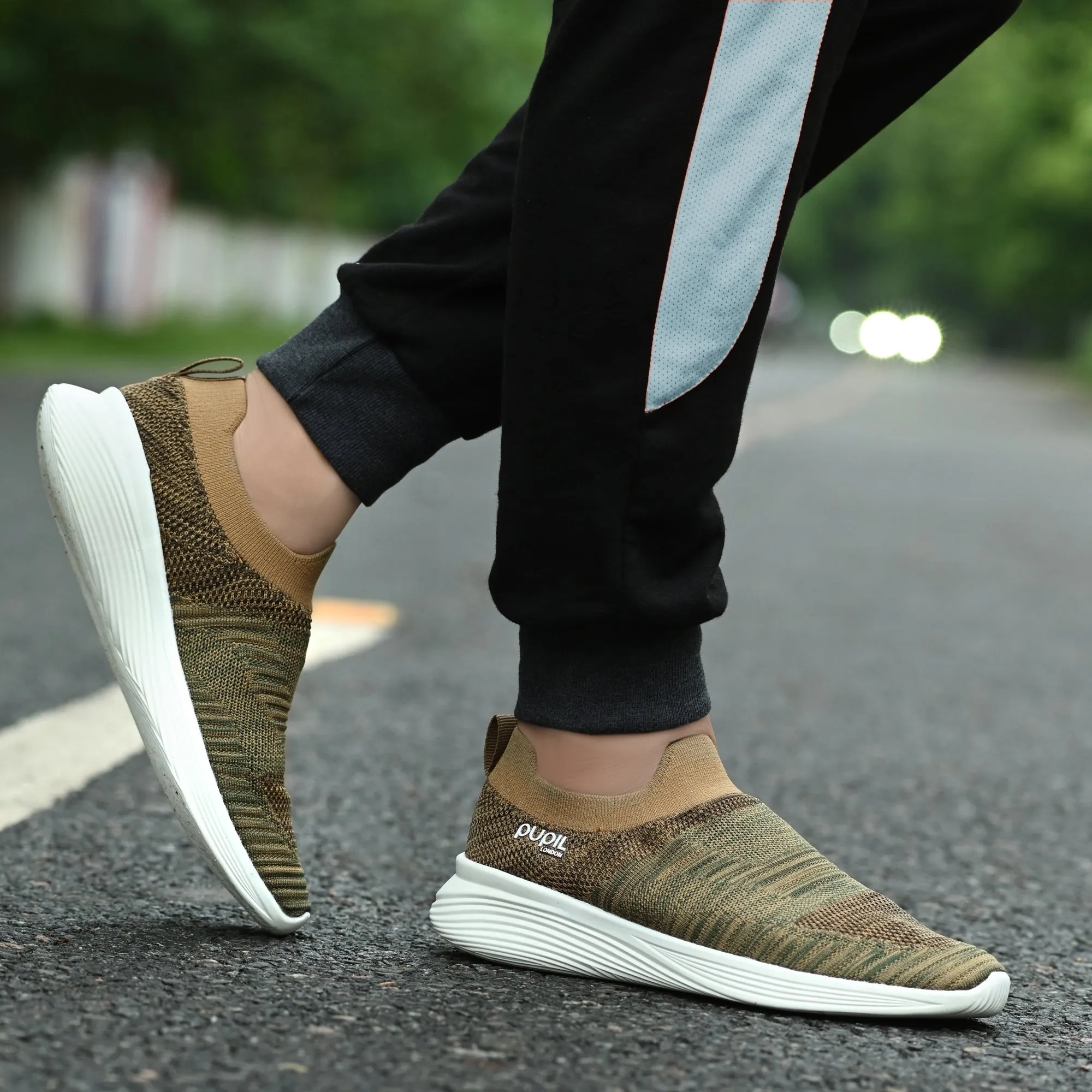 Pupil Men's Eye-02 Running Shoes, Green and Tan