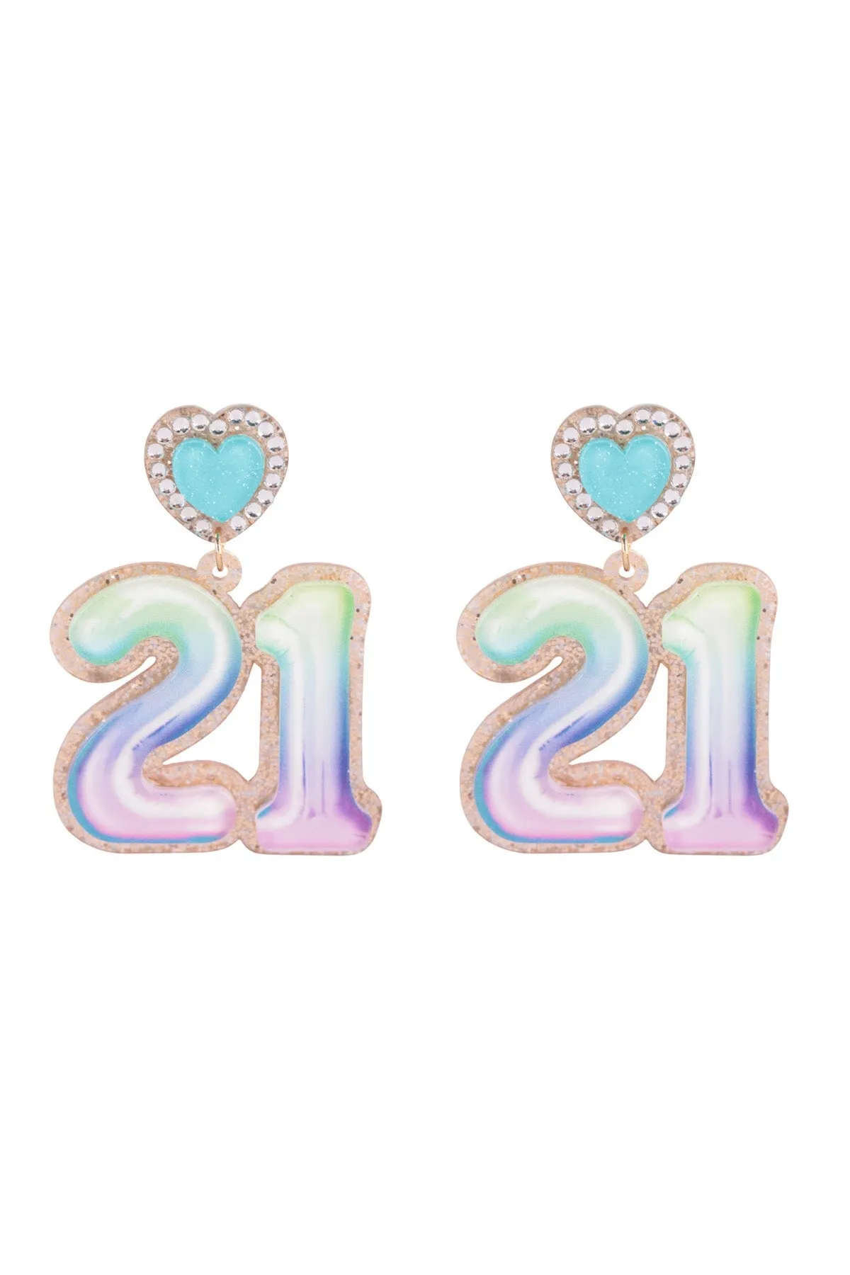 "21" BALLOON DANGLE POST EARRINGS