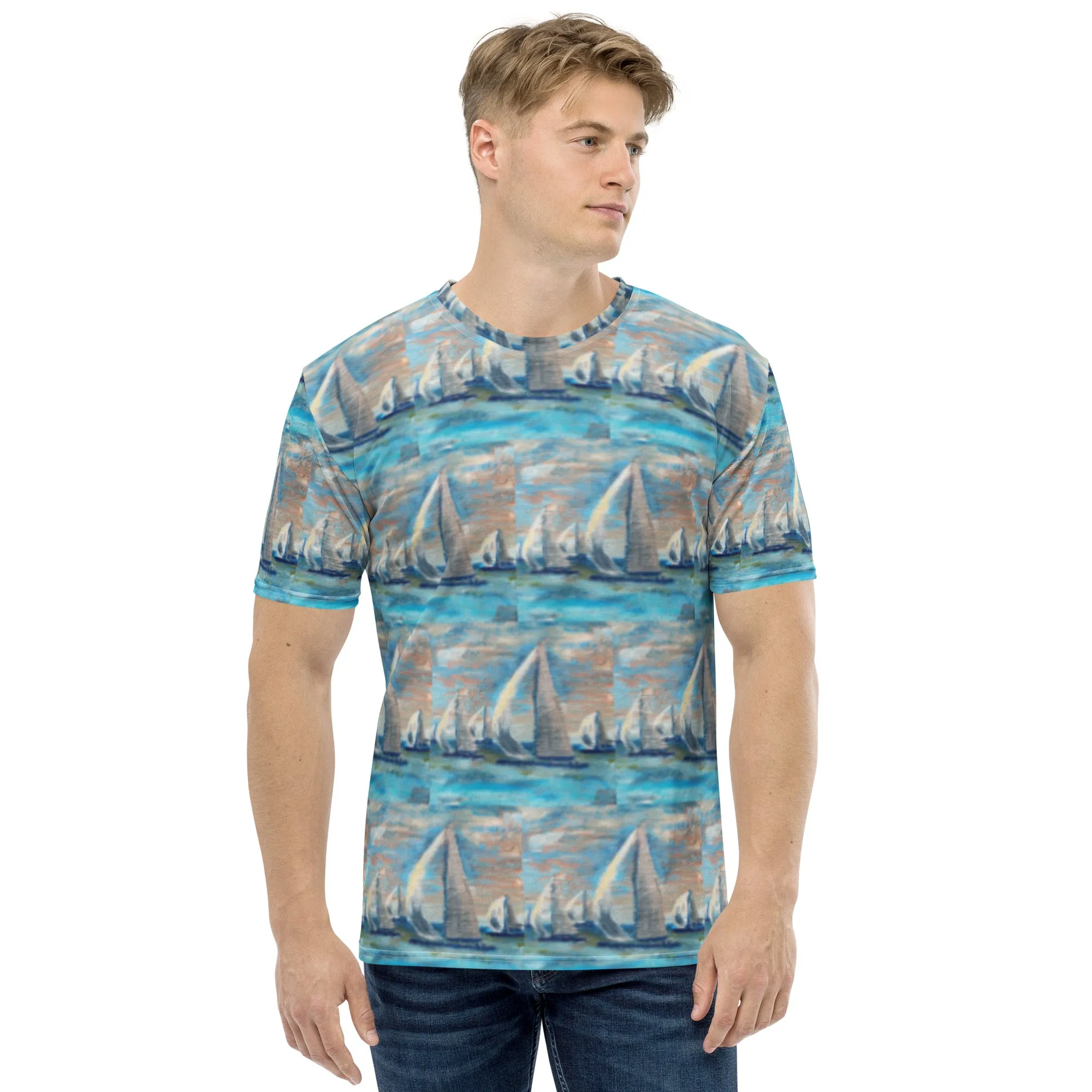 "Marina City" Men's Surf Shirt/Short Sleeve Athletic Top