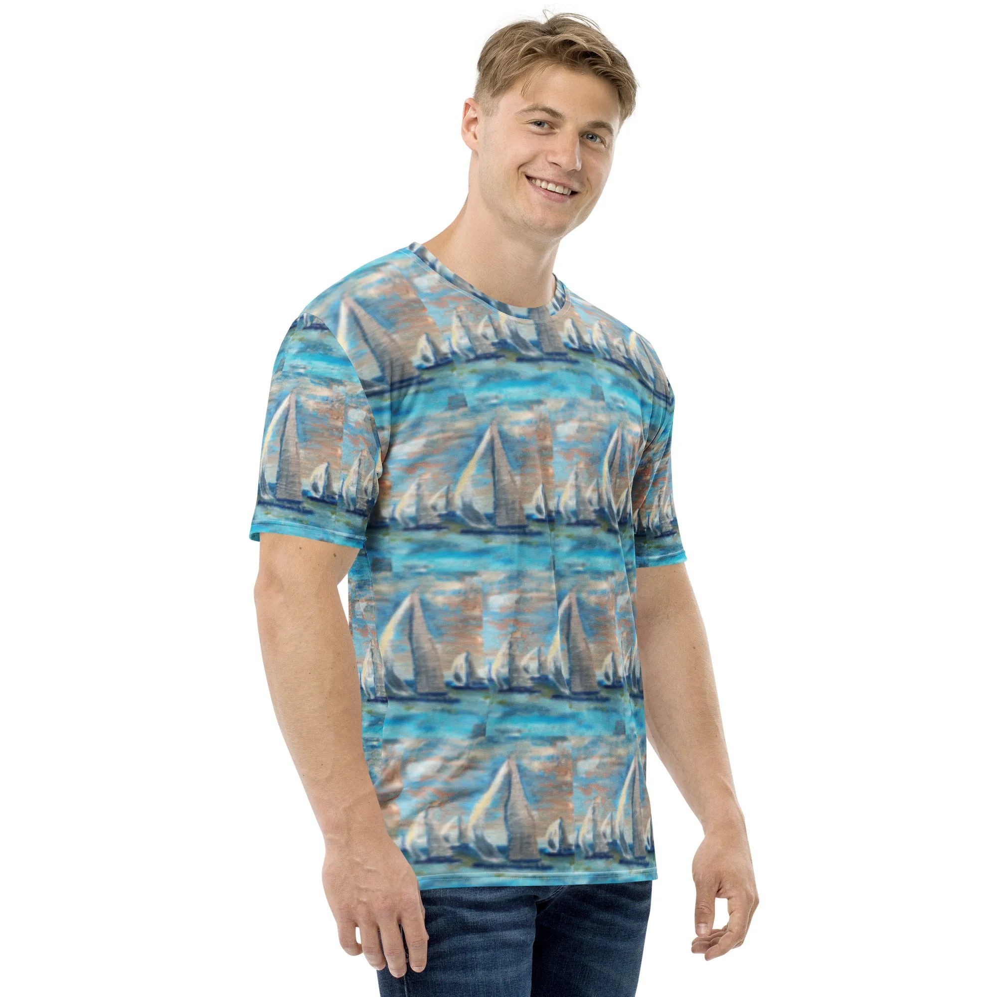 "Marina City" Men's Surf Shirt/Short Sleeve Athletic Top
