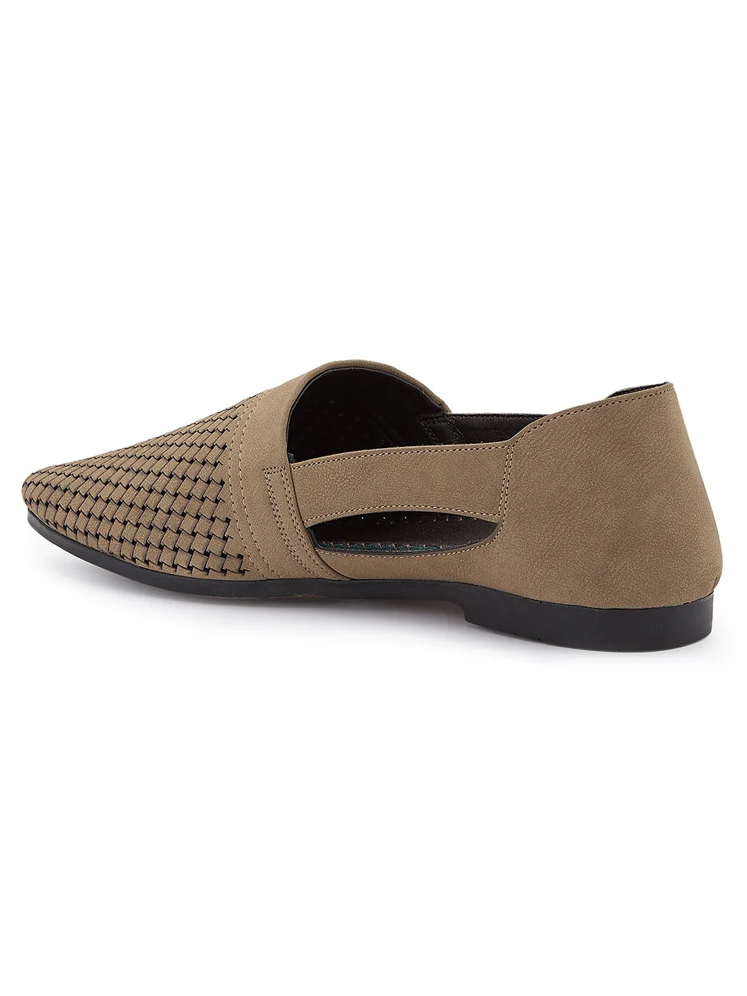 Regal Chickoo Mens Laser Cut Suede Casual Slip Ons
