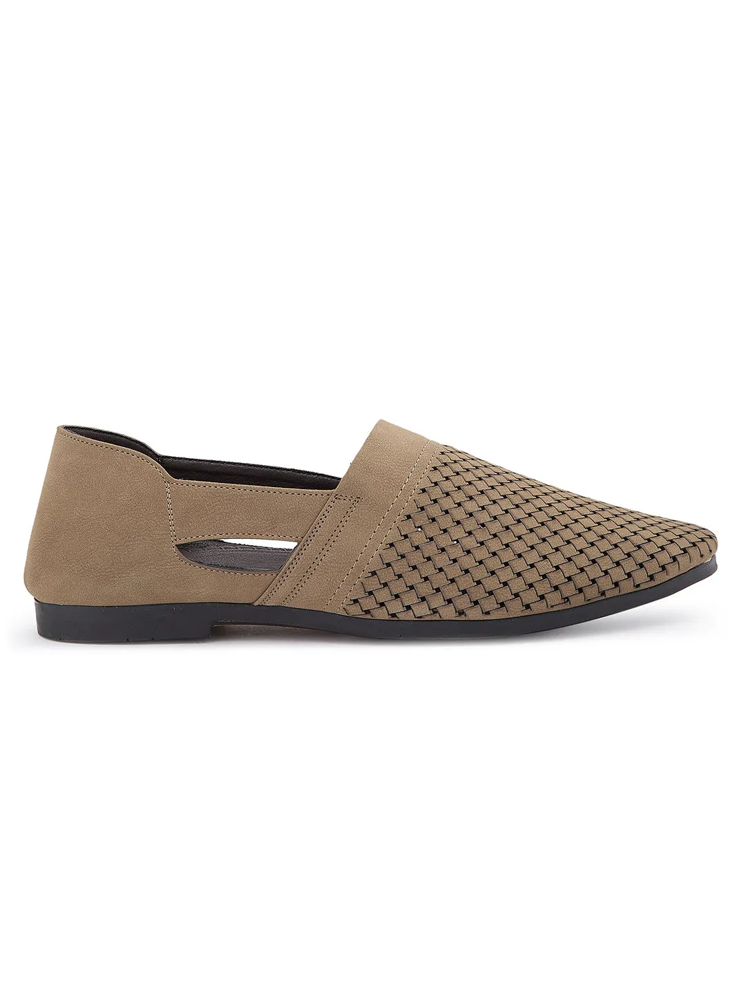 Regal Chickoo Mens Laser Cut Suede Casual Slip Ons