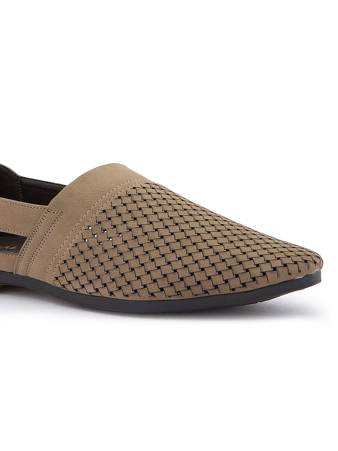 Regal Chickoo Mens Laser Cut Suede Casual Slip Ons