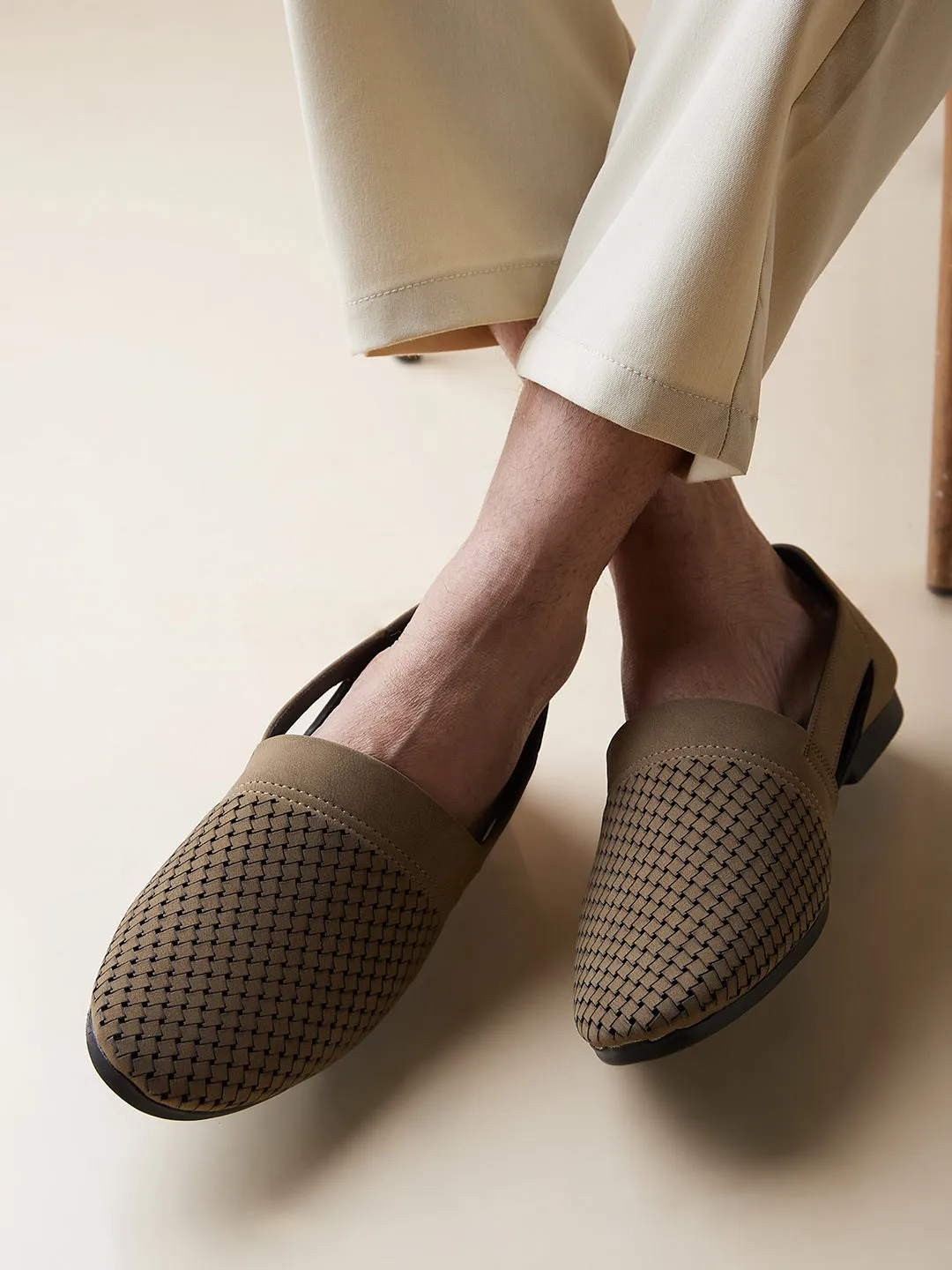 Regal Chickoo Mens Laser Cut Suede Casual Slip Ons