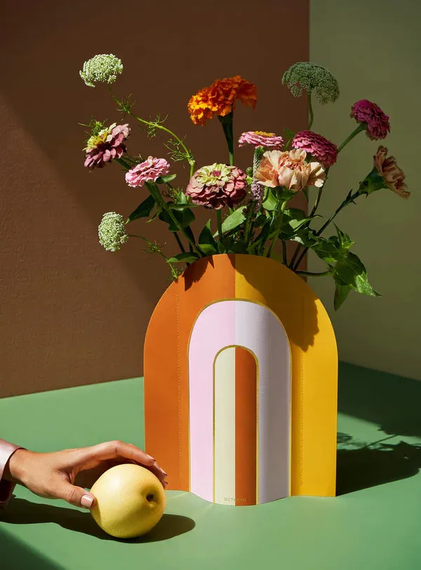 Riviera Arch Large Paper Vase - Orange & Pink