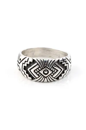 Rug Design Sterling Silver Men's Ring