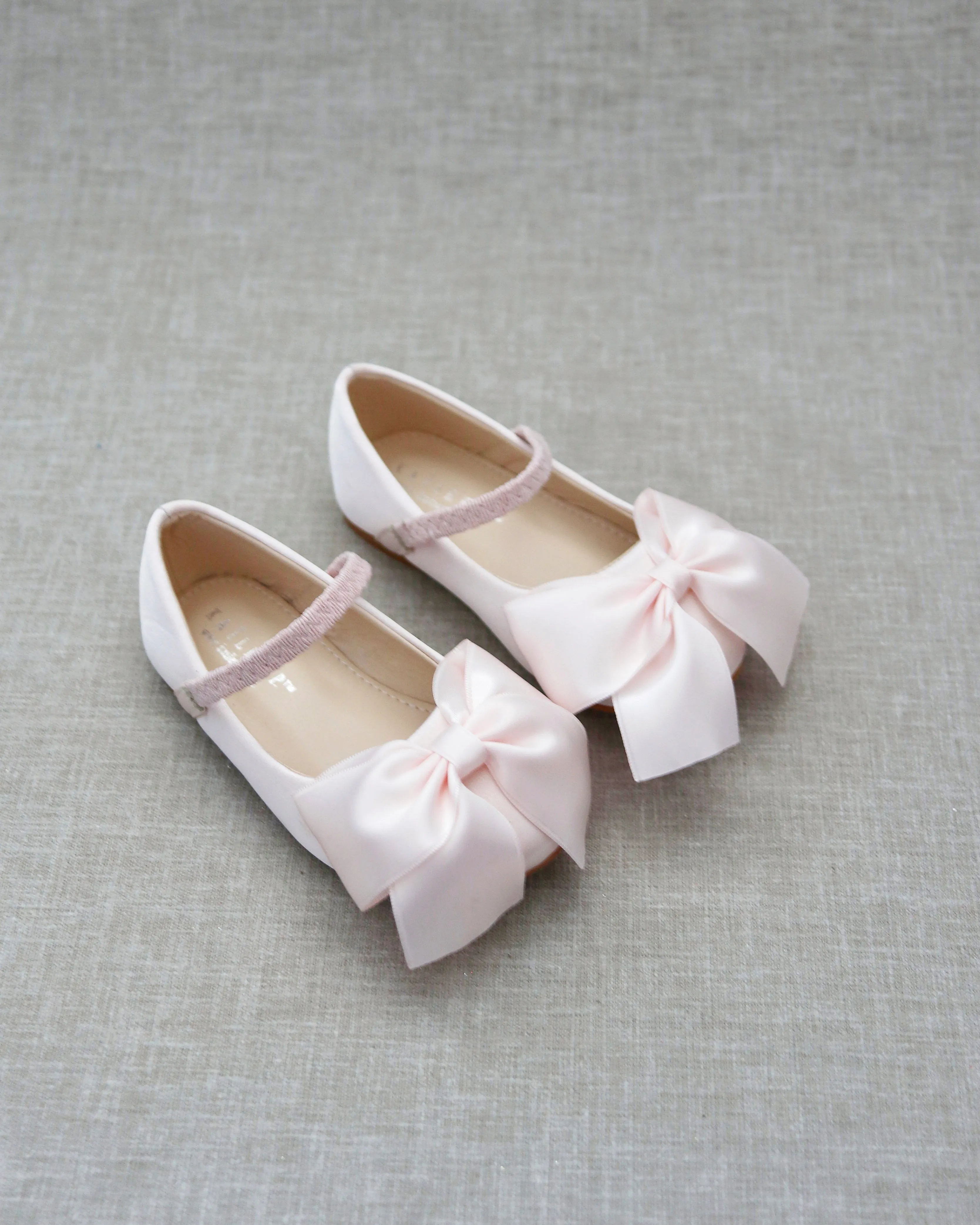 Satin Mary Jane Flats with Front Satin Bow