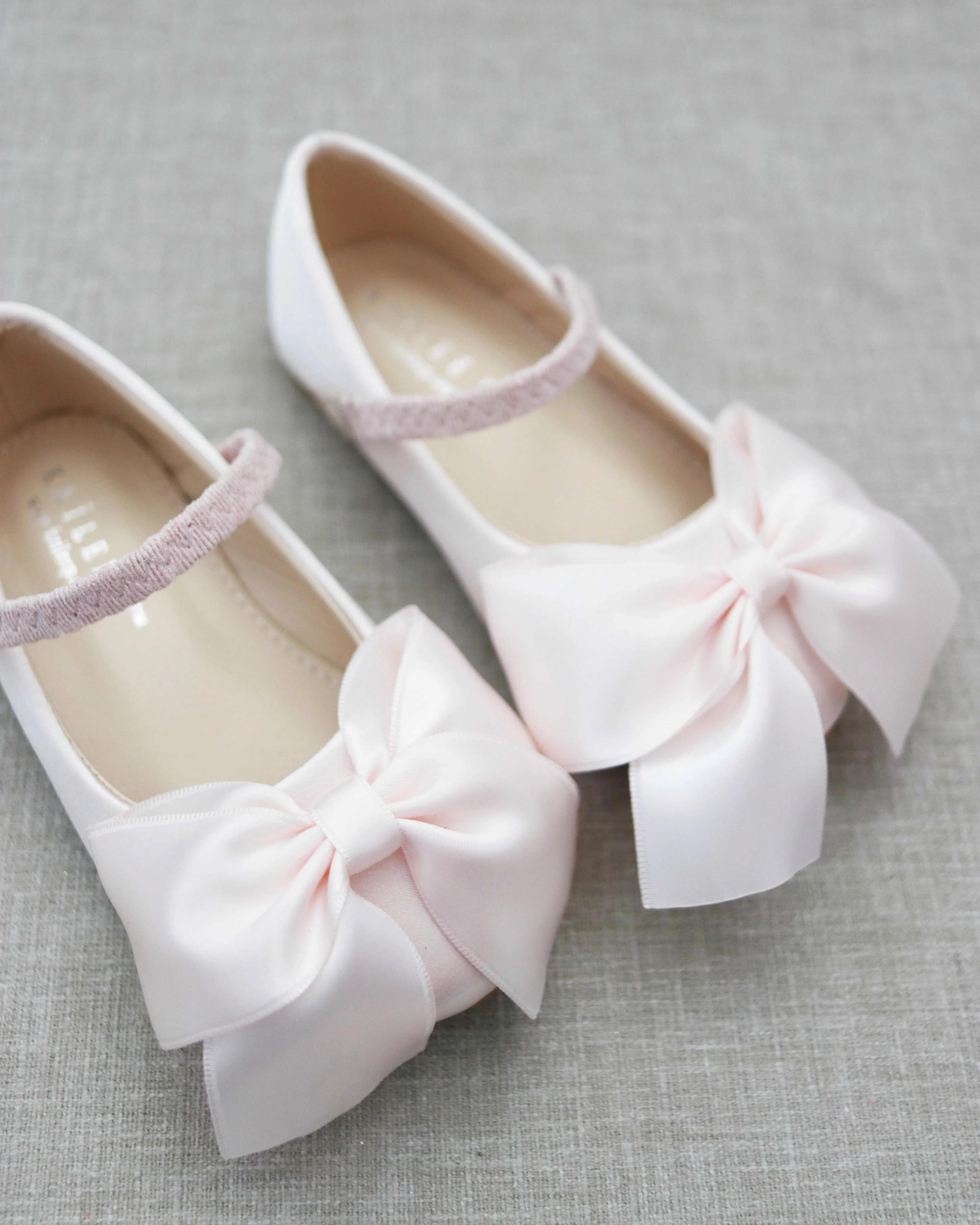Satin Mary Jane Flats with Front Satin Bow