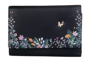 Shiloh Large Tri-Fold Purse Black - Mala Leather