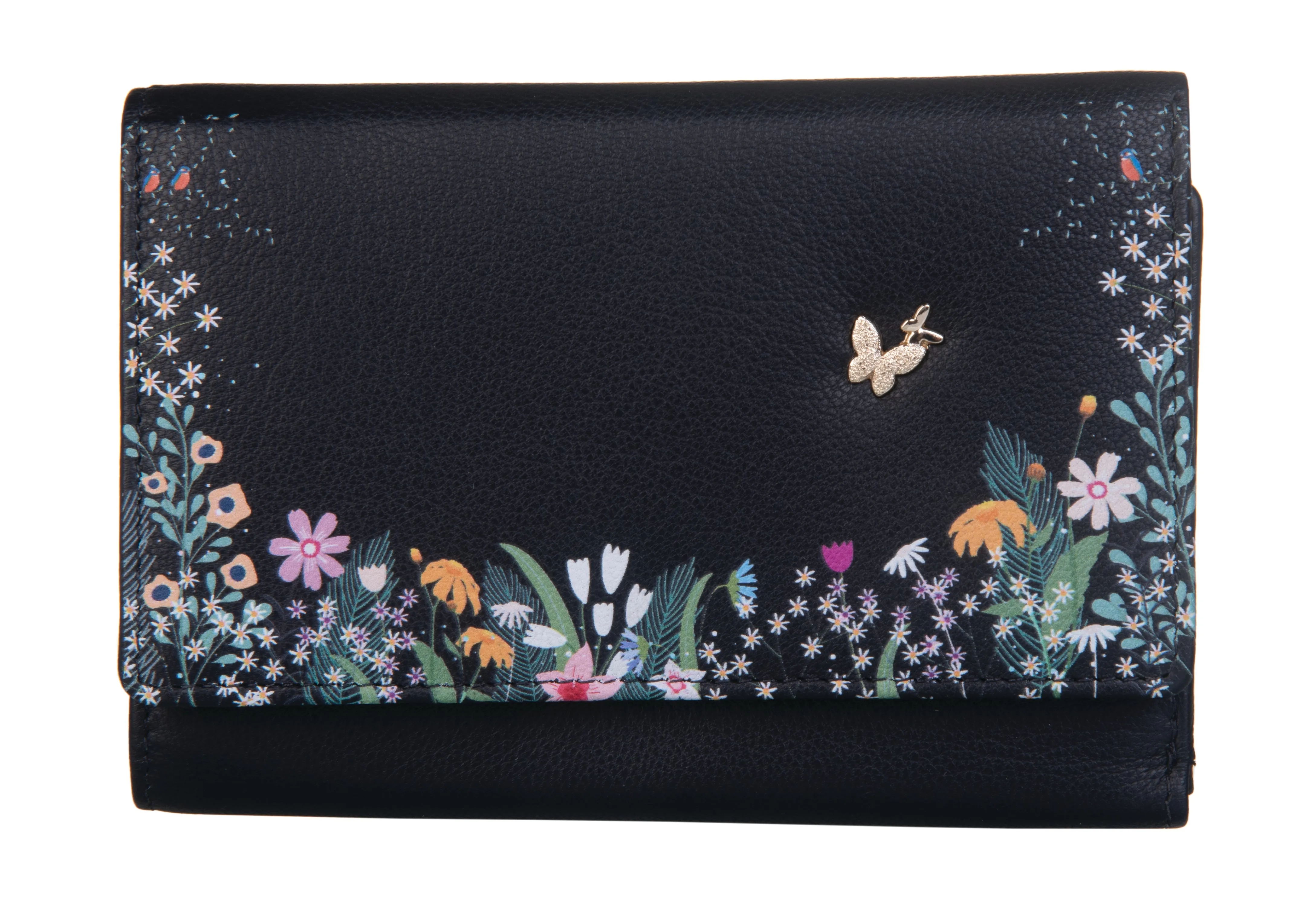 Shiloh Large Tri-Fold Purse Black - Mala Leather