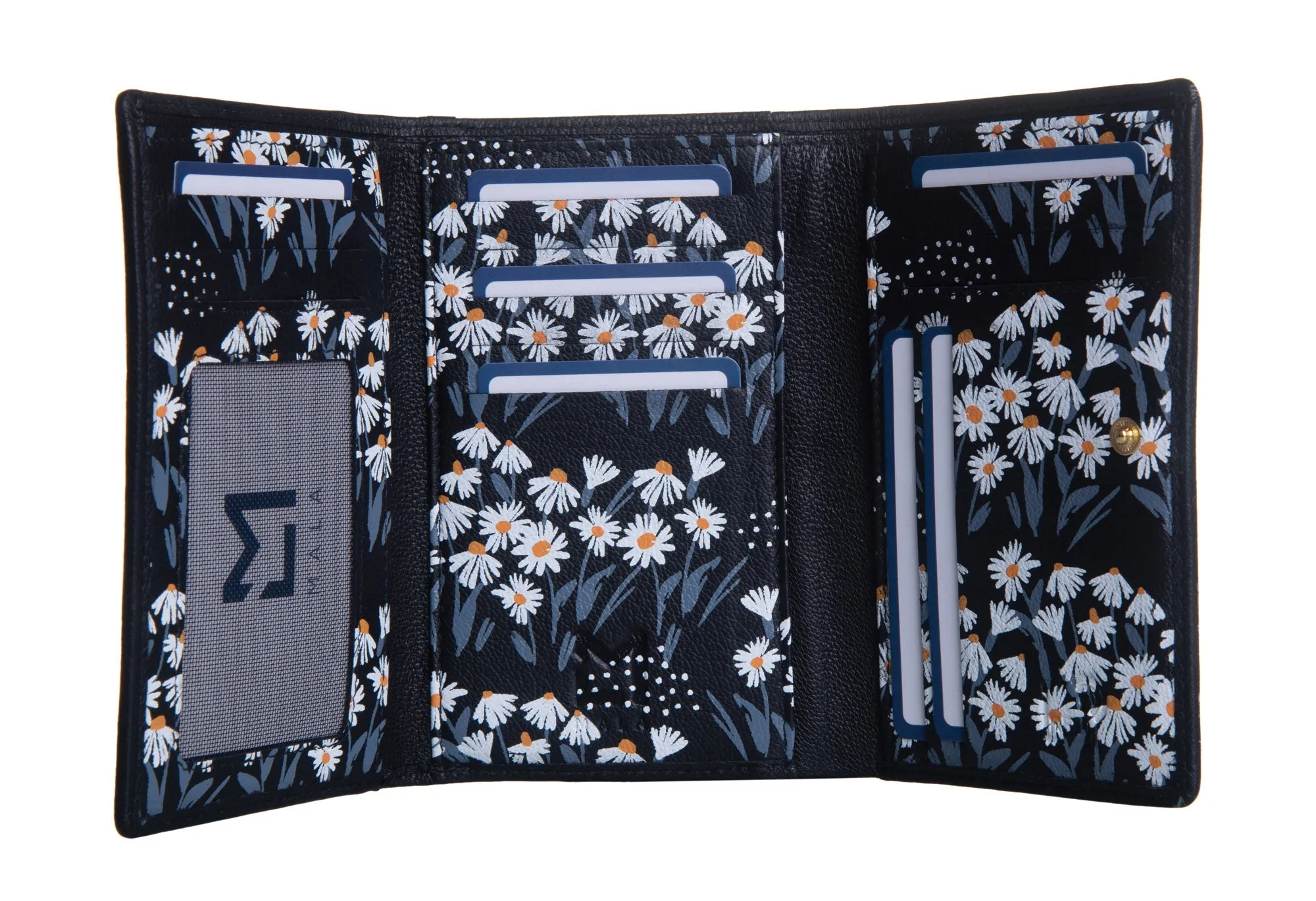 Shiloh Large Tri-Fold Purse Black - Mala Leather