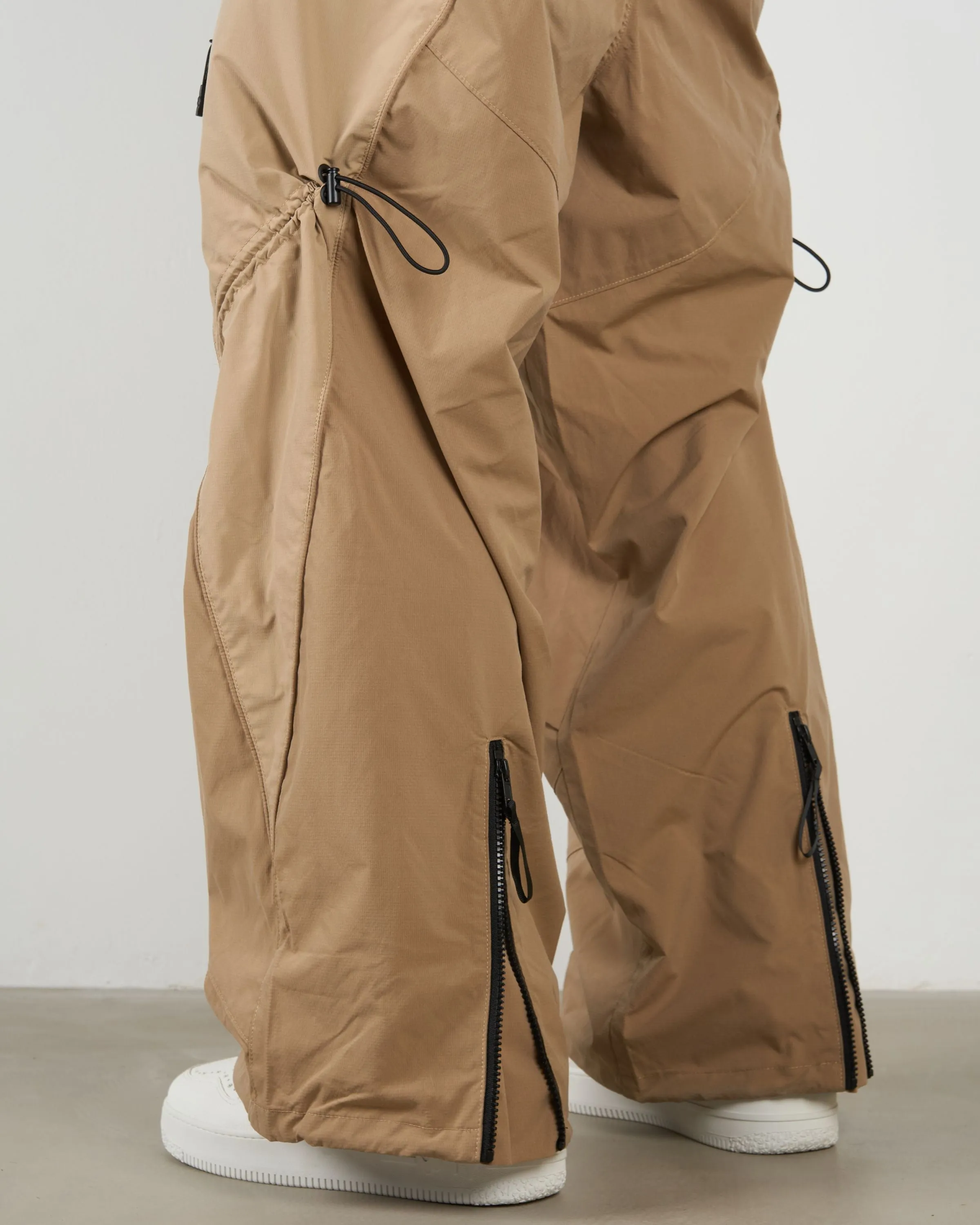 Slanted-Zipper Track Pants - Khaki