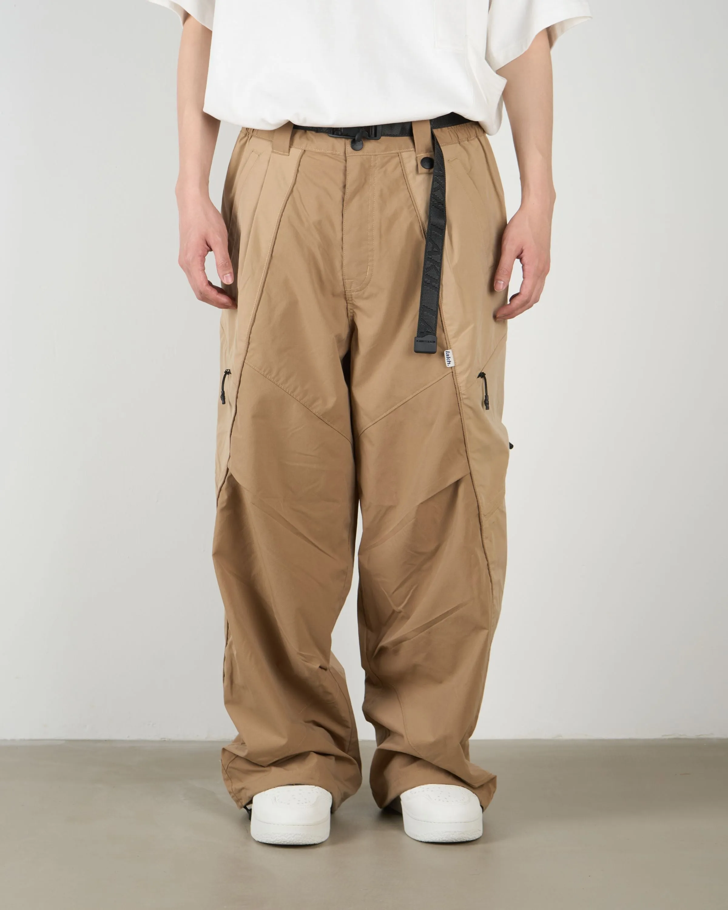 Slanted-Zipper Track Pants - Khaki