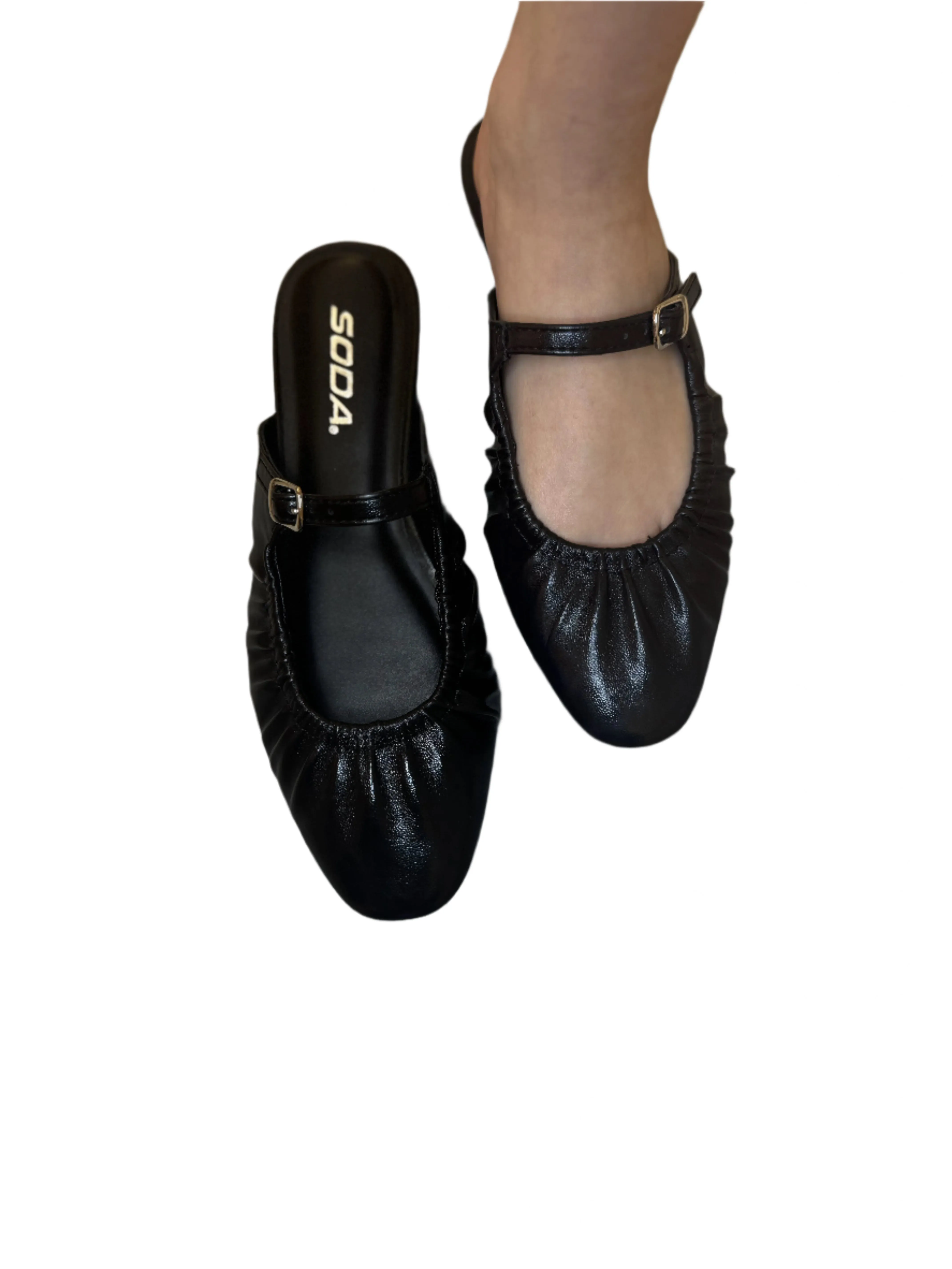 SLIDE IN BALLET FLAT WITH OPEN HEEL DEMURE-S