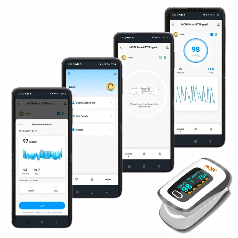 Smart Fingertip Bluetooth Pulse Oximeter With Pulse Rate Readings