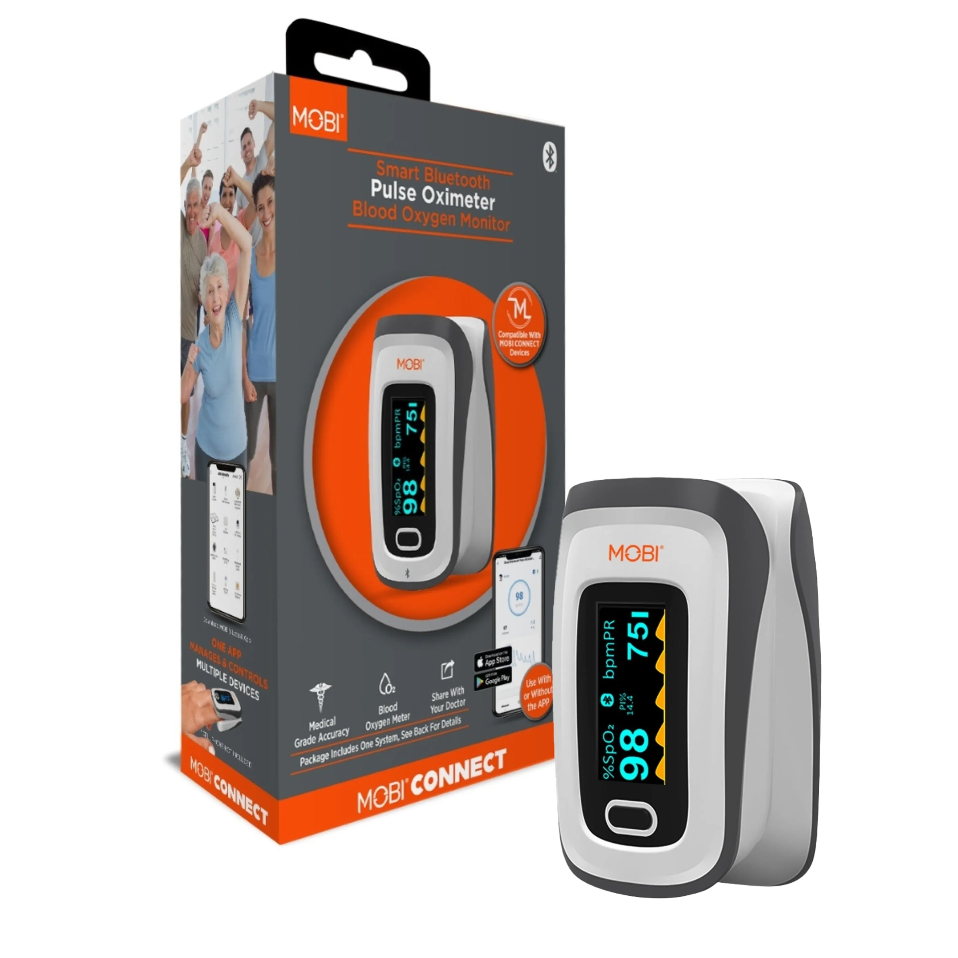 Smart Fingertip Bluetooth Pulse Oximeter With Pulse Rate Readings