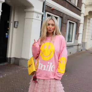 Smile sweater roze