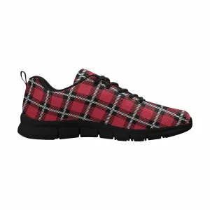 Sneakers for Men - Buffalo Plaid Red and Black Running Shoes by inQue.Style