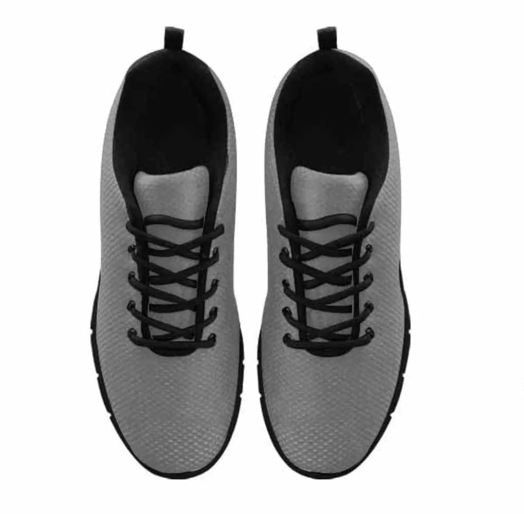 Sneakers for Men - Grey and Black - Canvas Mesh Athletic Running Shoes by inQue.Style