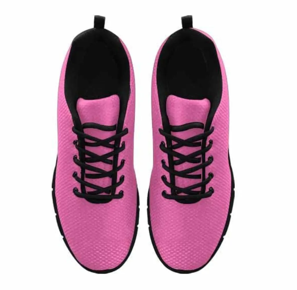 Sneakers for Men - Pink and Black - Canvas Mesh Athletic Running Shoes by inQue.Style