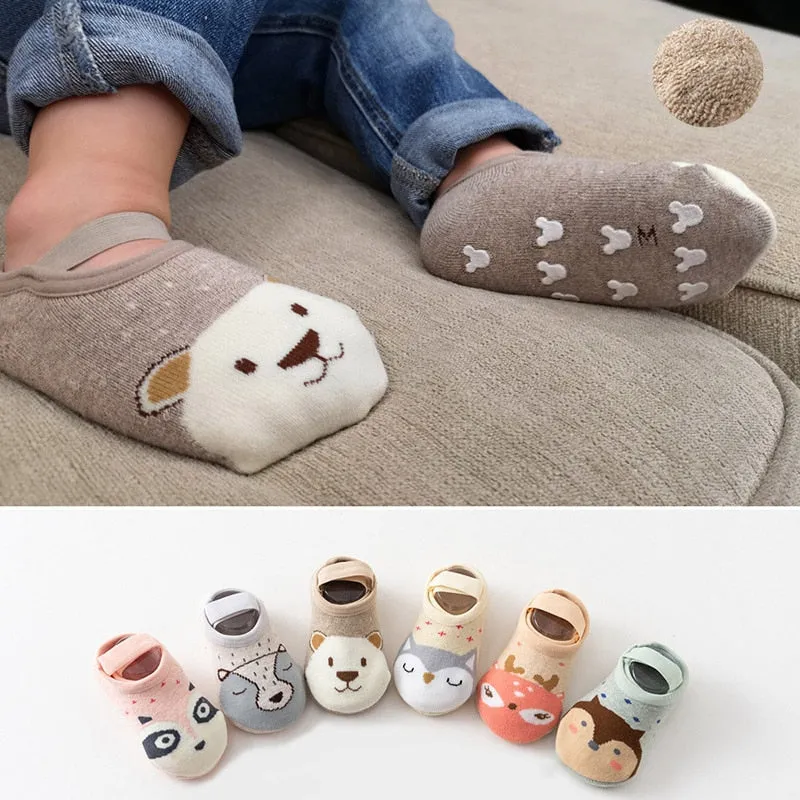 Soft Cotton Non-slip Cute Pattern Baby Boys Girls Slipper Socks