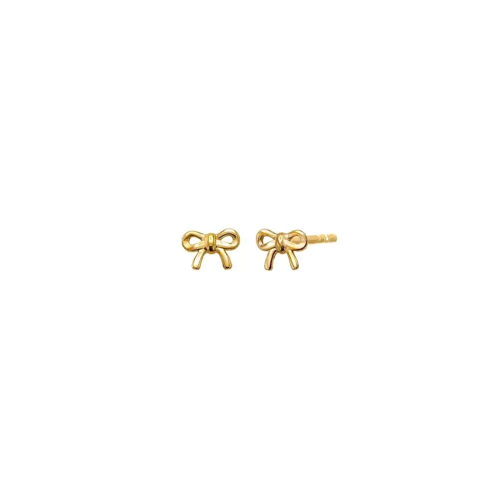 Solid Mini Bow Stud Earring 14K