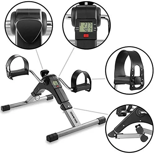 SPARNOD FITNESS SMB-100 Mini Cycle Pedal Exerciser with Adjustable Resistance and Digital Display - suitable for Light Exercise of Legs & Arms, and Physiotherapy at Home, black