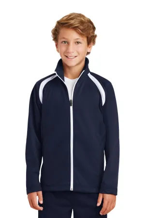 Sport-Tek Youth Tricot Track Jacket. YST90 True Navy/ White