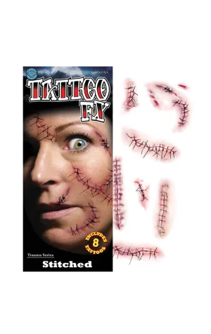 Stapled and Stitched Temporary Tattoos Accessory